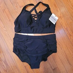 Hanna Nikole NWT Push Up High Waist Tummy Control Two Piece Womens Plus Size 16W